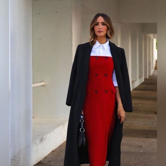 NWT Zara ZW Collection Strapless Dress With Pockets Bright Red S 8659/707 New - Picture 10 of 11